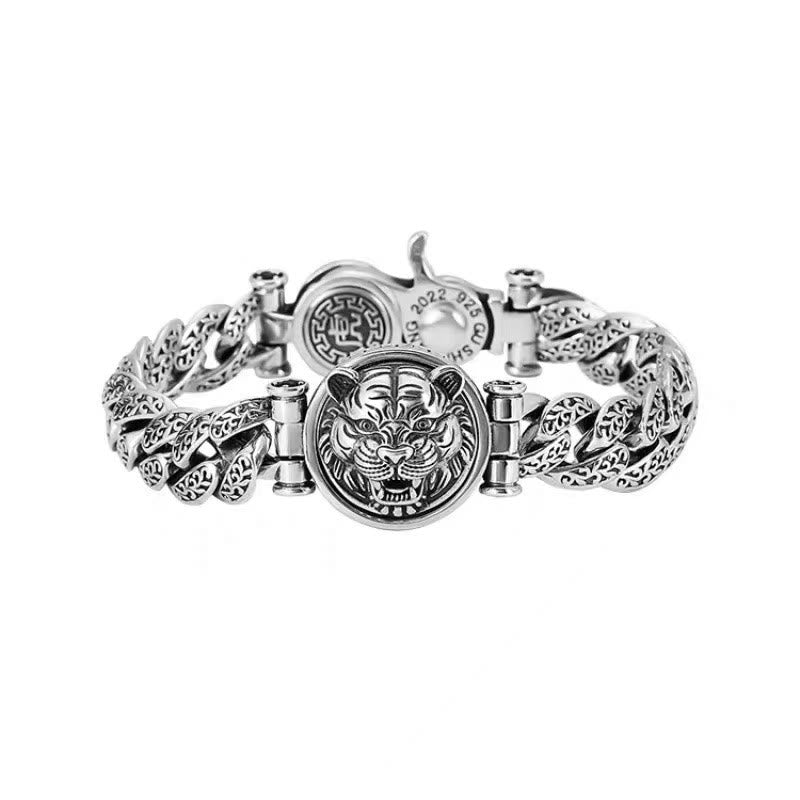 Braccialetto energetico della fortuna inciso con motivo floreale della dinastia Tang e Buddha Stones
