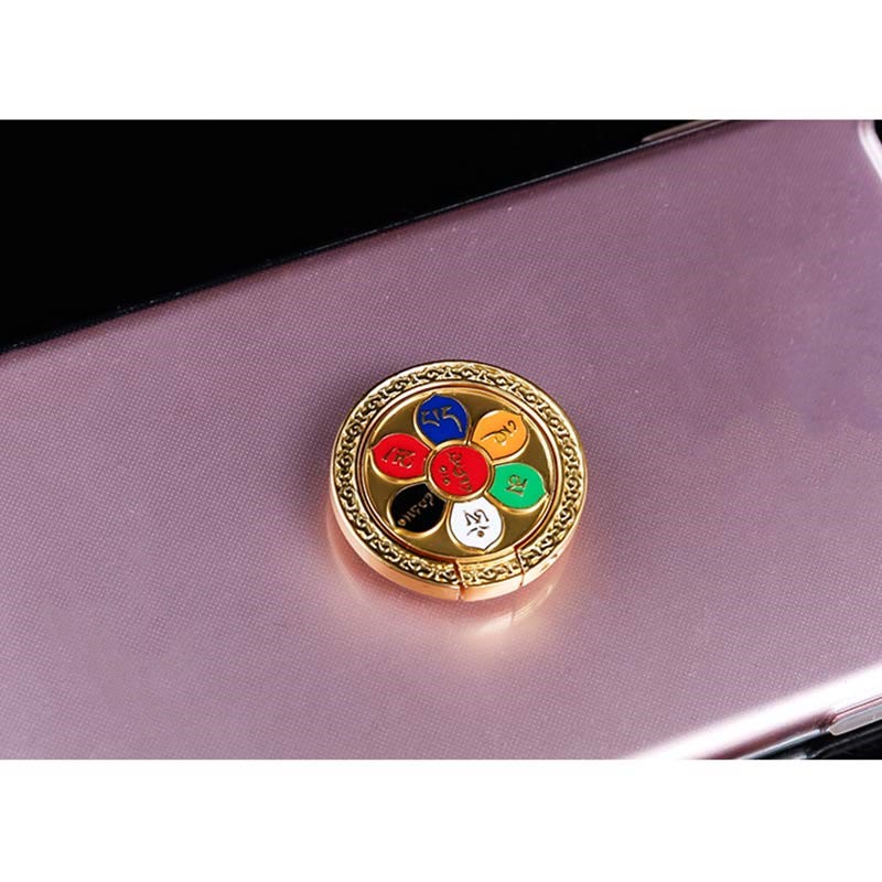 Supporto per anello per telefono con simbolo della pace tibetano Om Mani Padme Hum, decorazioni universali per telefono