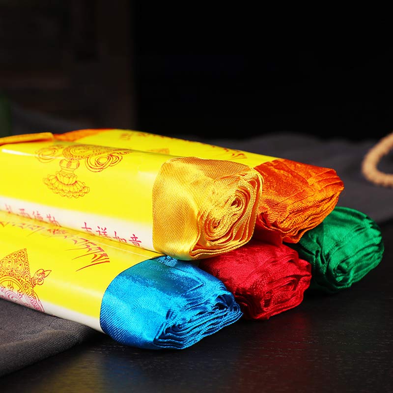 Buddha Stones Benedizione Tibetana Auspicioso 5 Colori Jacquard Khata Decorazione - image 13