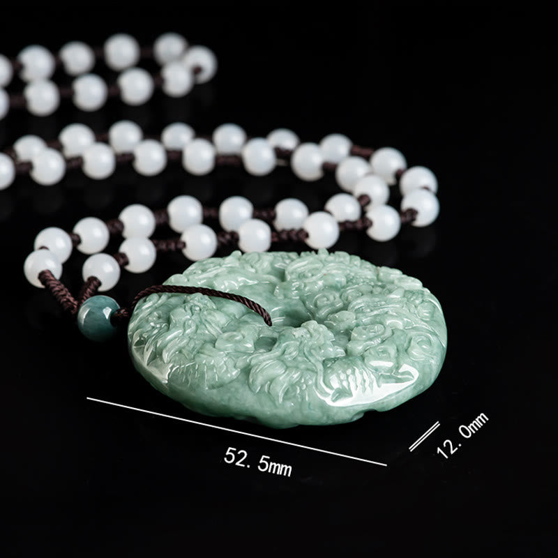 Buddha Stones Anno del Drago Giada Naturale Nove Draghi Fibbia della Pace Collana di Protezione Pendente