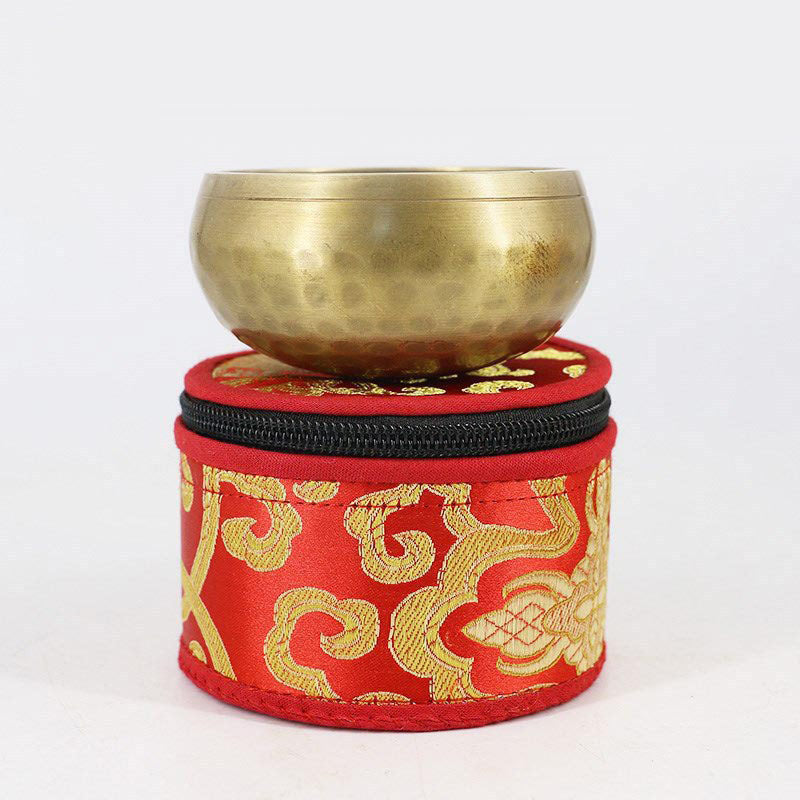 Borsa portaoggetti per ciotola tibetana Buddha Stones con chiusura a cerniera e decorazione