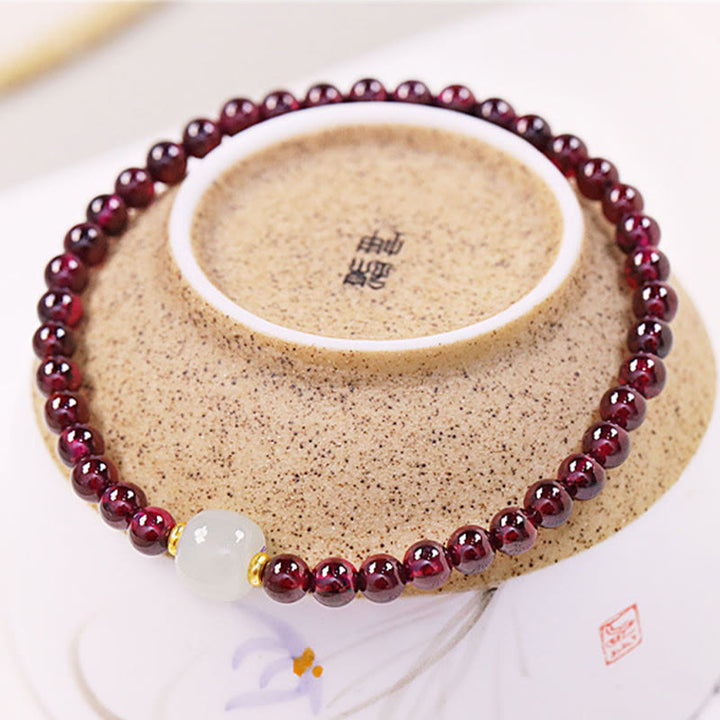 Braccialetto di purificazione con perline di giada granata naturale Buddha Stones