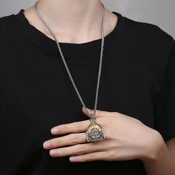 Buddha Stones Amuleto Dio della Ricchezza Giallo Rame Fortuna Collana Pendente