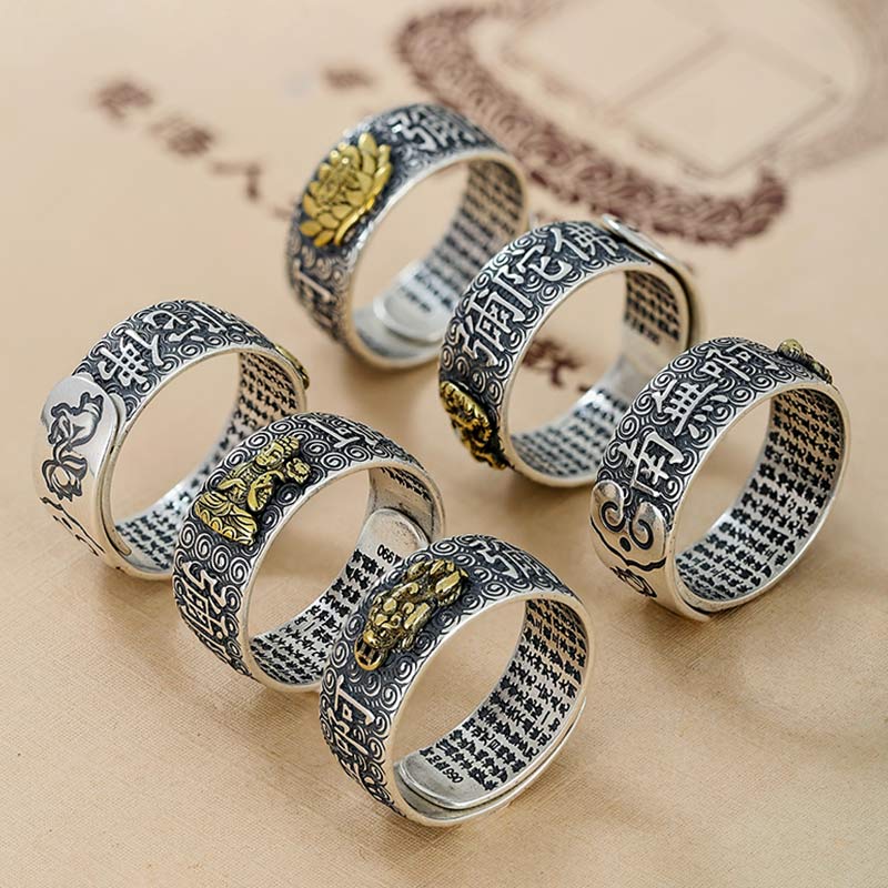 Buddha Stones Zodiaco cinese Buddha natale Ricchezza Fortuna Anello regolabile