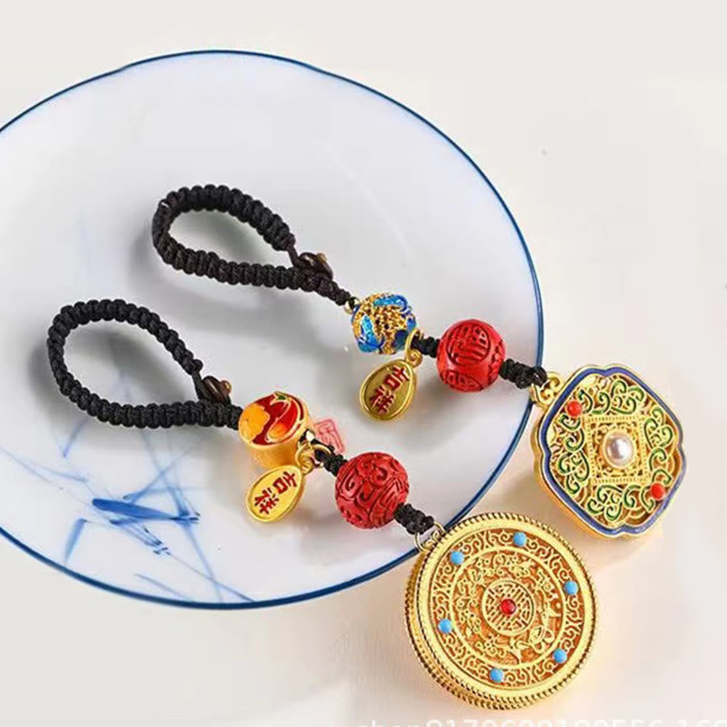 Portachiavi con ciondolo a forma Buddha Stones Fu Character Blessing Ruyi