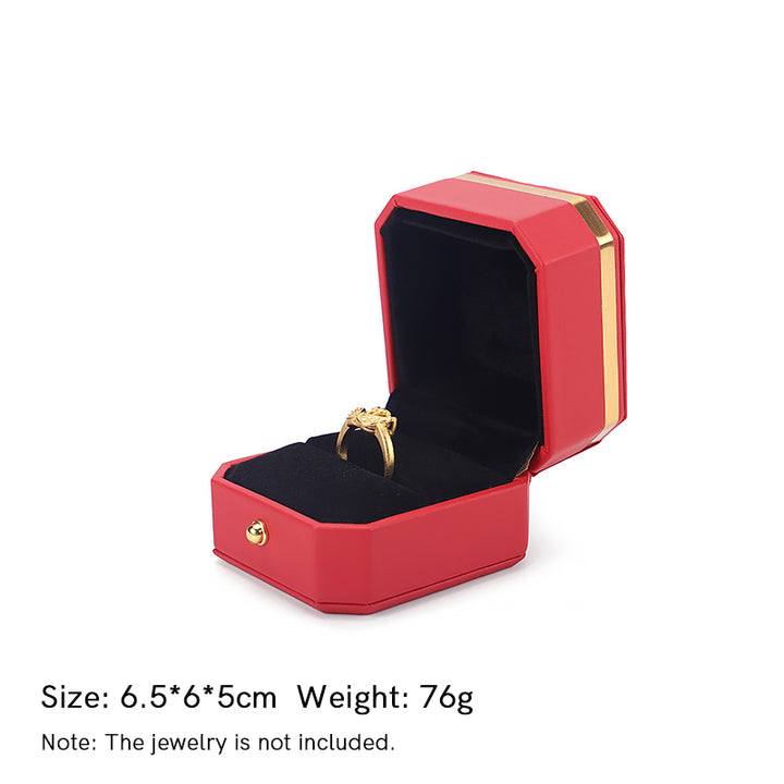 Scatola portaoggetti per gioielli in pelle PU, scatola regalo - Rosso - Scatola per anelli (6,5*6*5 cm) - image 18