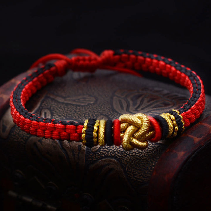 Braccialetto fatto a mano con nodo d'amore vero e colorato in Buddha Stones, fortuna