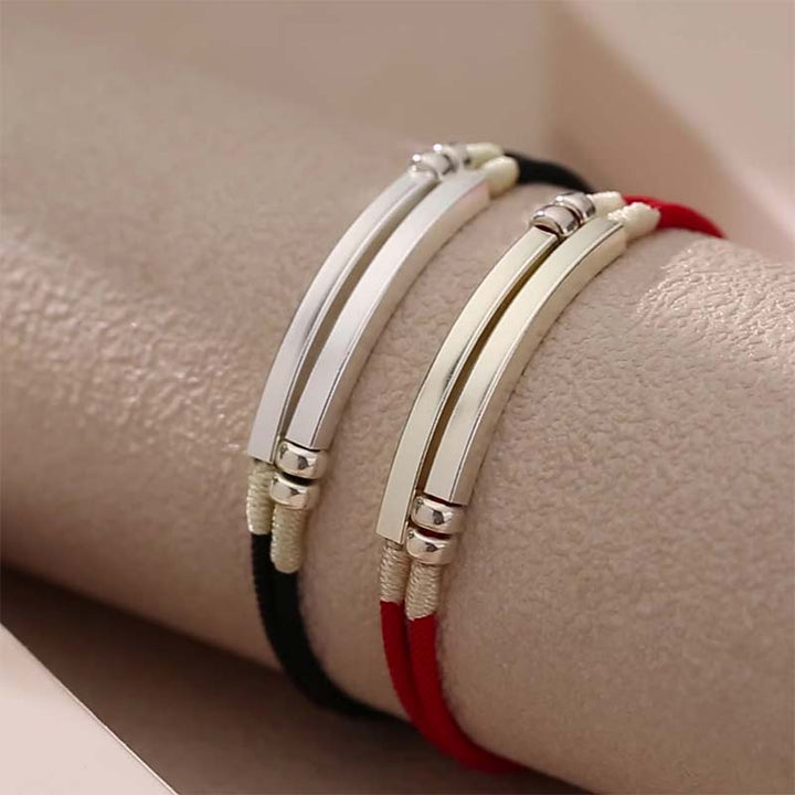 Braccialetto intrecciato a strati in corda rossa in argento sterling 925 Buddha Stones