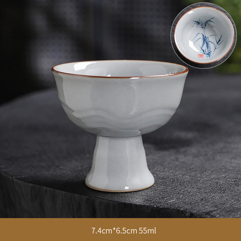 Buddha Stones Fiore di Loto Foglia di Bambù Tazza da Tè in Ceramica Tazze da Tè Kung Fu