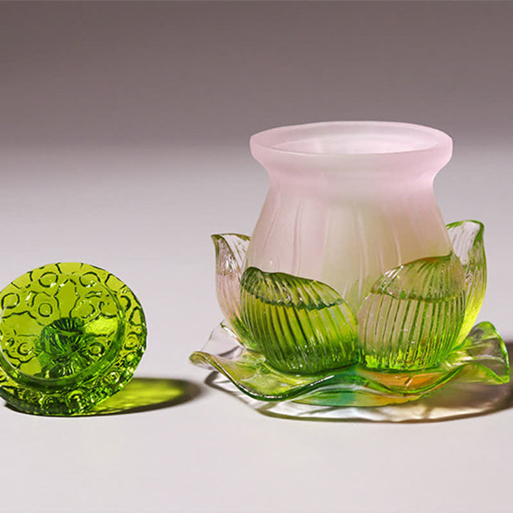 Feng Shui Lotus fatto a mano Liuli Crystal Art Piece Home Office Offerta Decorazione