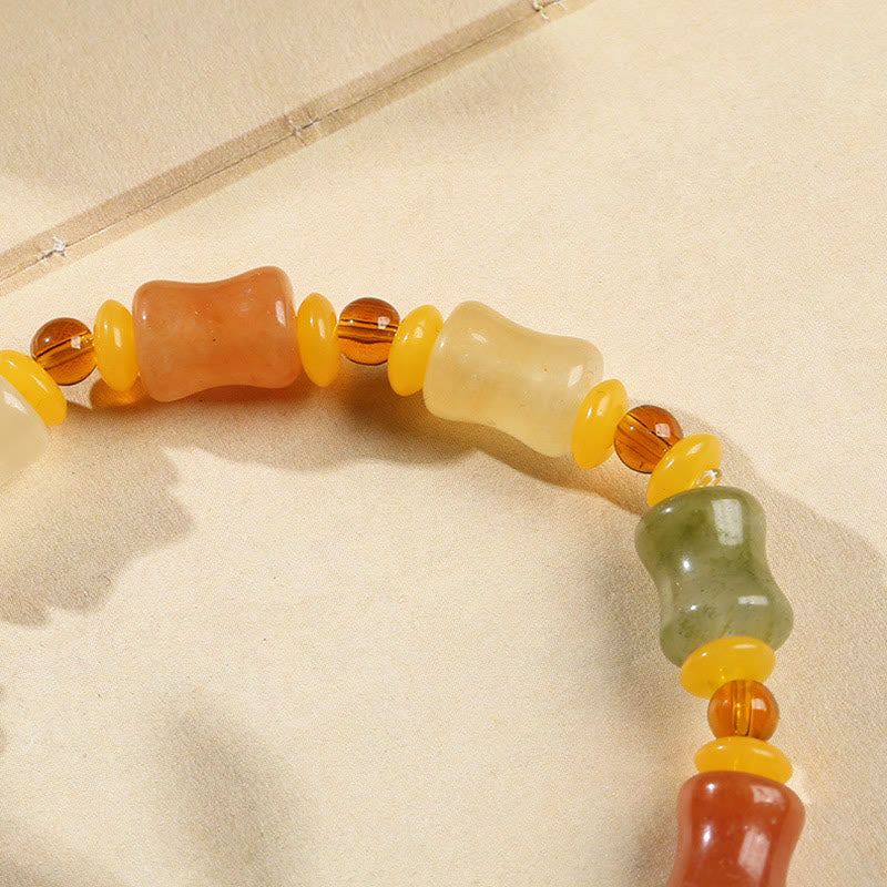 Braccialetto portafortuna in giada di seta dorata naturale con zucca e ciondolo di ricchezza