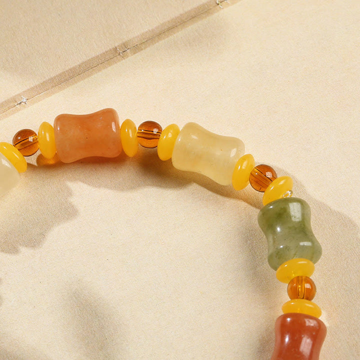 Braccialetto portafortuna in giada di seta dorata naturale con zucca e ciondolo di ricchezza
