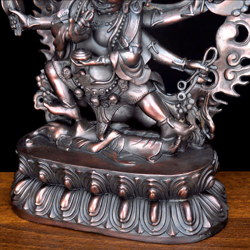 Tibet Mahakala Bodhisattva Figurina Compassione Statua in Rame Decorazione