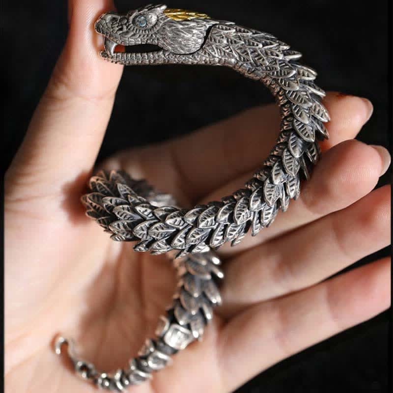 Braccialetto a catena di protezione con amuleto fatto a mano con drago e serpente , Buddha Stones