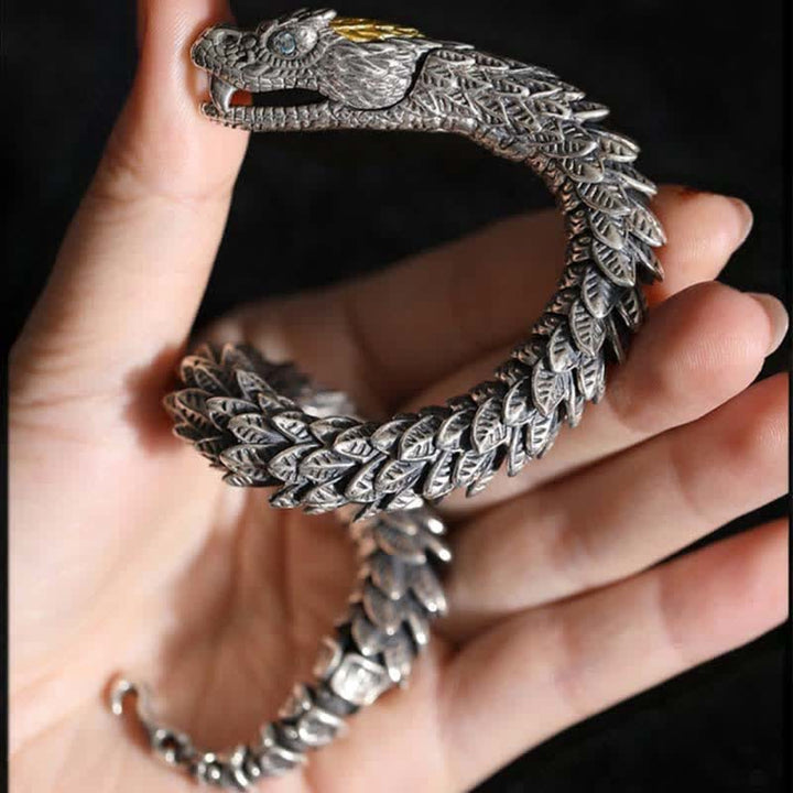 Braccialetto a catena di protezione con amuleto fatto a mano con drago e serpente , Buddha Stones