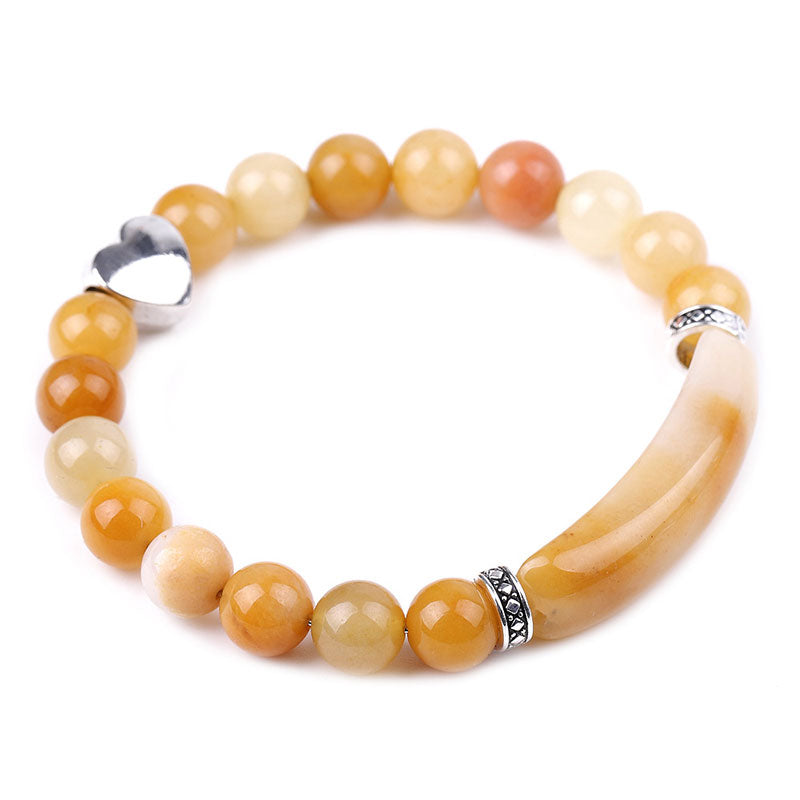 Bracciale unisex a forma di cuore con perline di cristallo naturale
