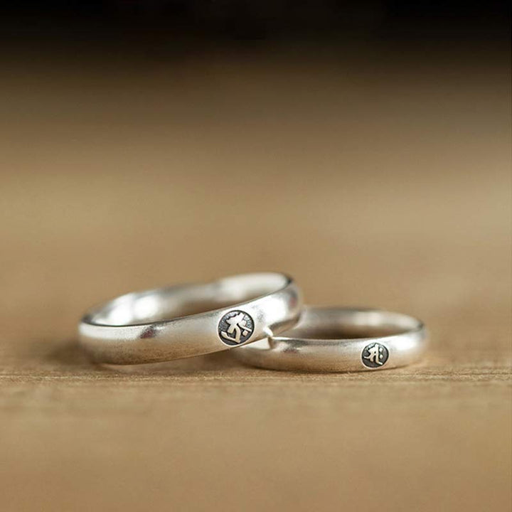 Anello di coppia di benedizione del Buddha Buddha Stones in argento sterling 925, zodiaco cinese, natale - image 12