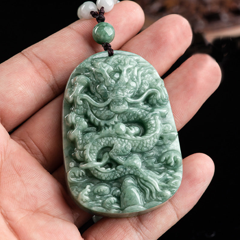 Collana con ciondolo a forma di corda con perline in Buddha Stones , drago, zodiaco cinese, prosperità - image 3