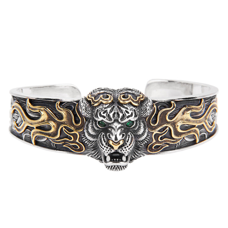 Braccialetto Buddha Stones 925 Sterling Silver Zodiaco Cinese Tigre Tieni Lontani gli Spiriti Maligni