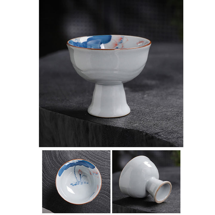 Buddha Stones Fiore di Loto Foglia di Bambù Tazza da Tè in Ceramica Tazze da Tè Kung Fu