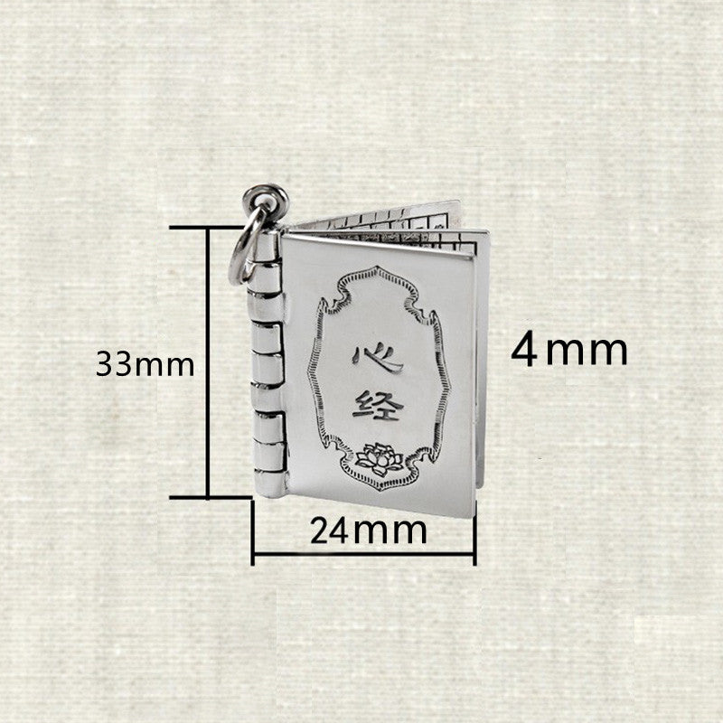 Buddha Stones 990 Argento Sterling Cuore Sutra Grande Compassione Shurangama Mantra Loto Vajra Collana Pendente Pace - image 14