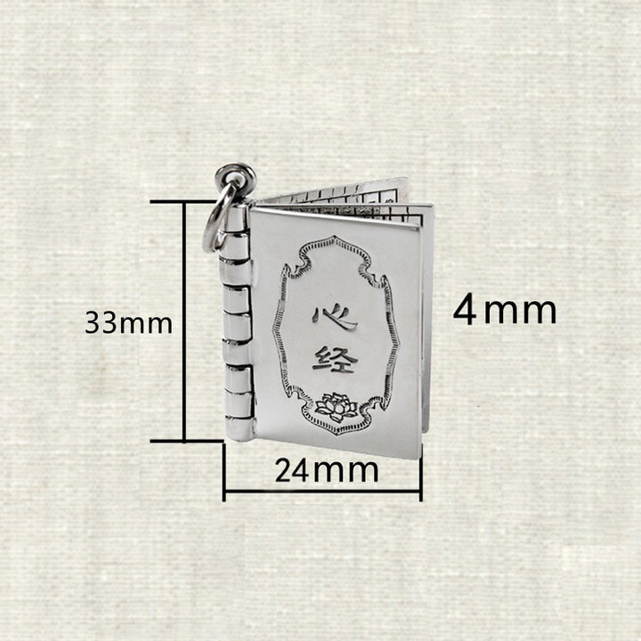 Buddha Stones 990 Argento Sterling Cuore Sutra Grande Compassione Shurangama Mantra Loto Vajra Collana Pendente Pace - image 14