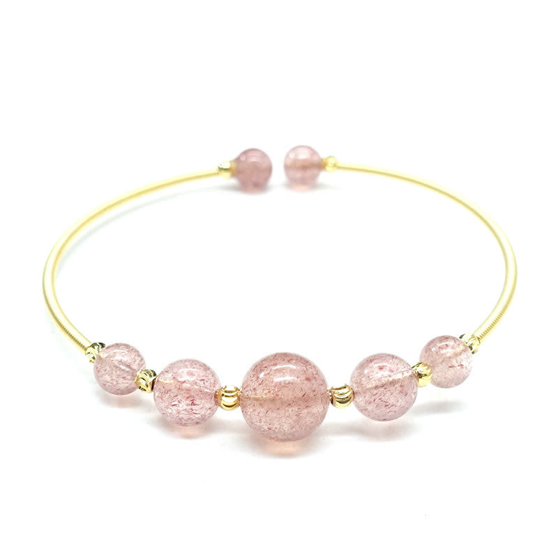 Braccialetto di guarigione dell'amore in quarzo fragola naturale Buddha Stones