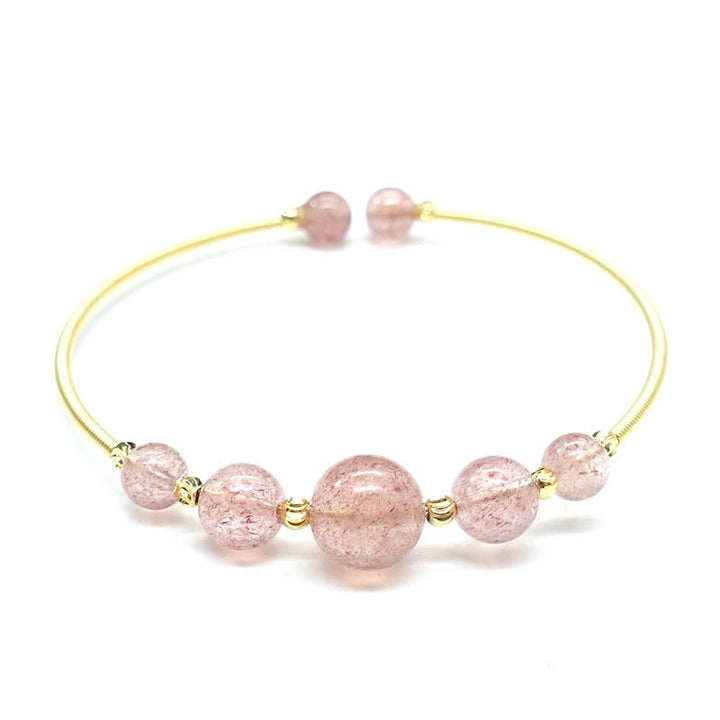 Braccialetto di guarigione dell'amore in quarzo fragola naturale Buddha Stones