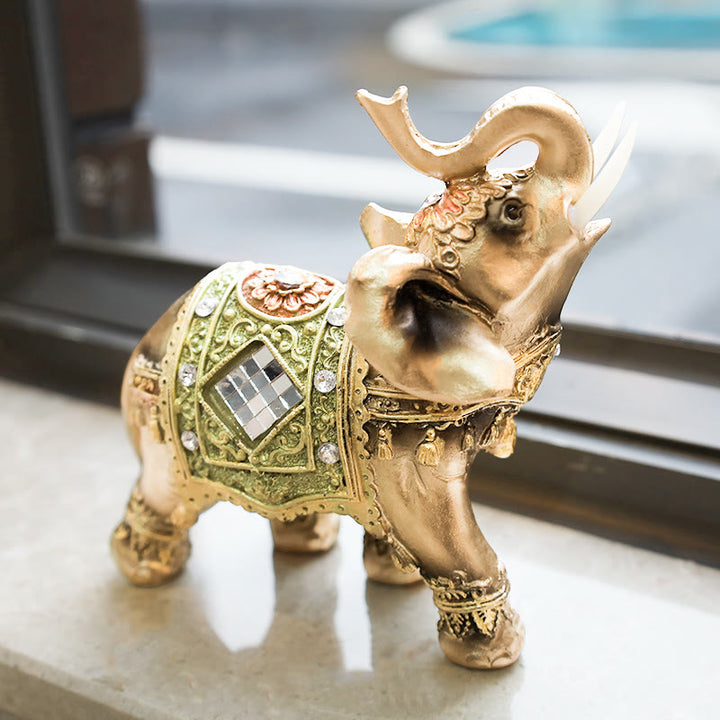 Buddha Stones Fortunato Feng Shui Elefante Verde Statua Scultura Ricchezza Figurina Regalo Decorazione Casa