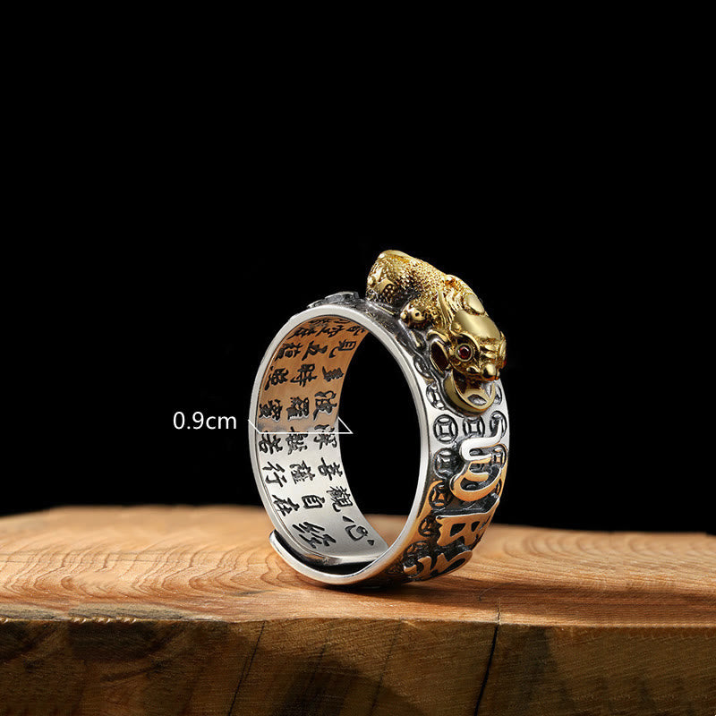 Anello di ricchezza inciso Buddha Stones in argento sterling 990 tibetano Om Mani Padme Hum PiXiu Dorje Vajra Heart Sutra - image 7