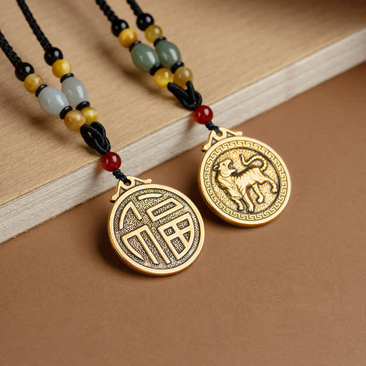 Collana con ciondolo di 12 segni zodiacali cinesi, benedizione, ricchezza e fortuna - image 15