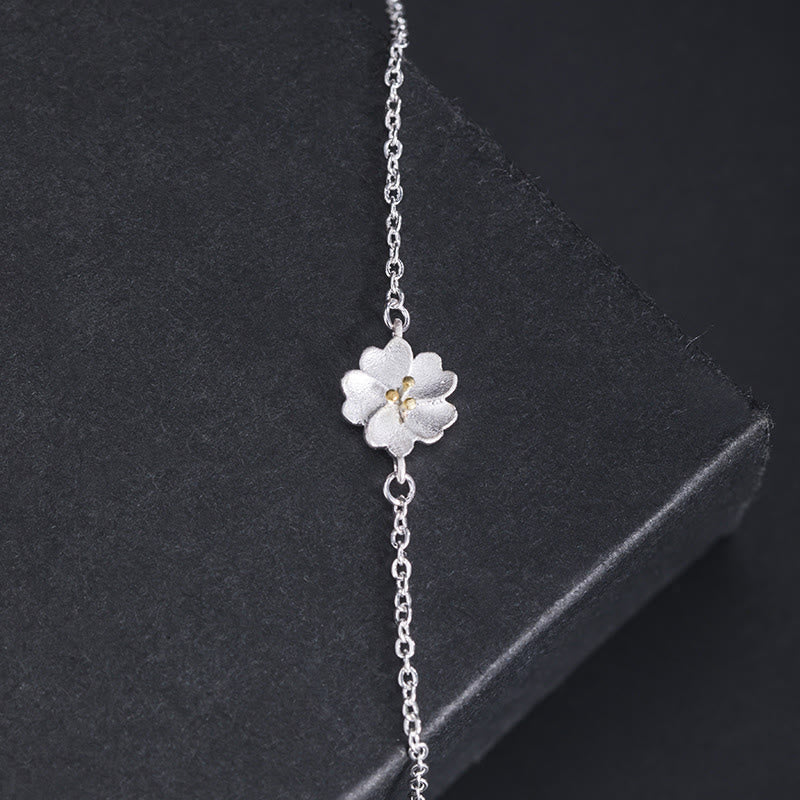 Bracciale a catena con benedizione dei fiori di ciliegio in argento sterling 925 Buddha Stones