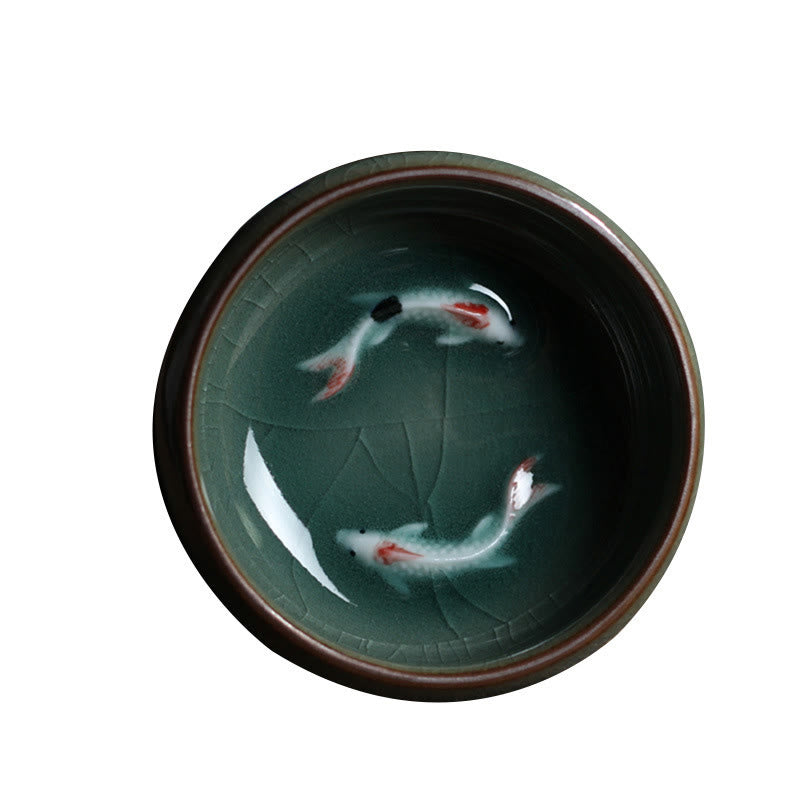 Buddha Stones Koi Fish colorato Tazza da tè in ceramica Kung Fu Tazza da tè Ciotola - image 7