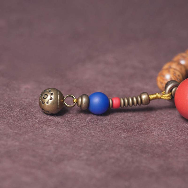 Buddha Stones 108 Mala Beads Bodhi Seed Saggezza Pace Nappa Bracciale