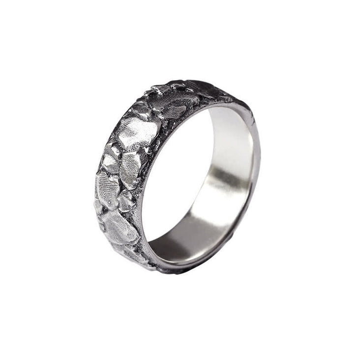 Anello in rame con motivo a roccia Buddha Stones e benedizione della fortuna