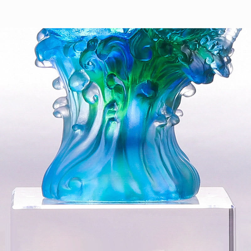 Buddha Stones fatte a mano Drago azzurro Liuli Cristallo Arte Pezzo Successo Protezione Casa Ufficio Decorazione - image 6