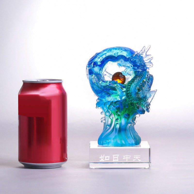 Buddha Stones fatte a mano Drago azzurro Liuli Cristallo Arte Pezzo Successo Protezione Casa Ufficio Decorazione - image 7