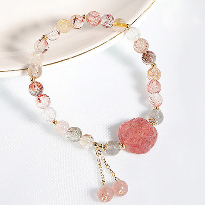 Braccialetto dell'amore con pietra di luna, artiglio di zampa di gatto, quarzo rutilato colorato, Buddha Stones