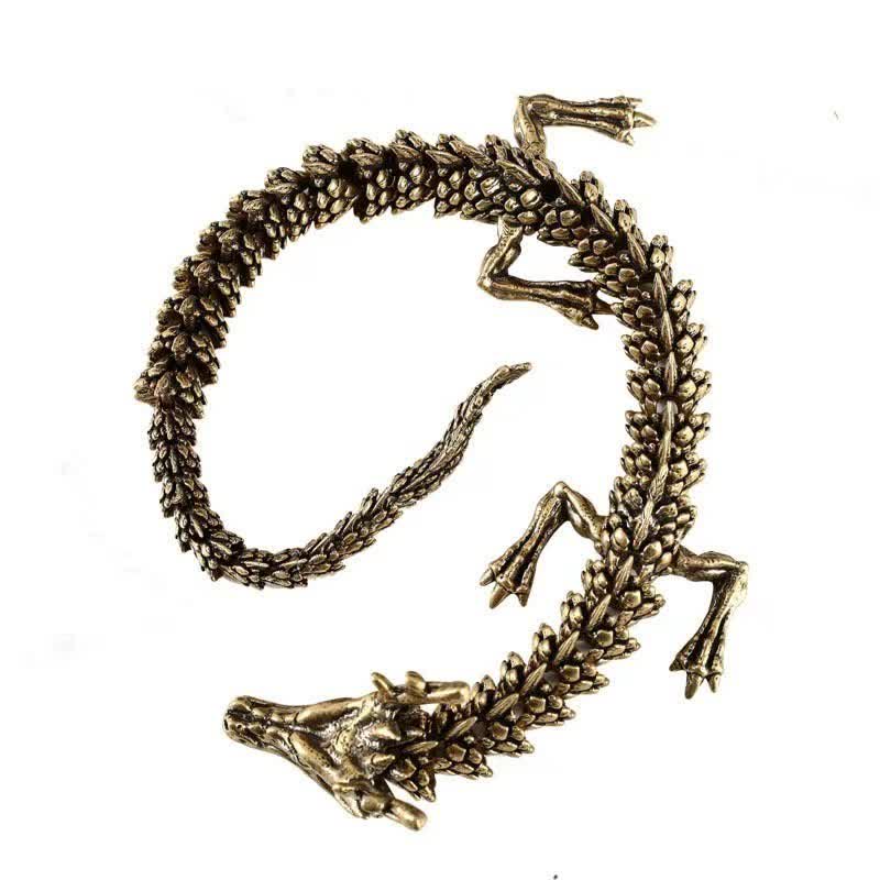 Statua in ottone e rame con drago, ricchezza, fortuna e protezione, decorazione per la casa - image 5