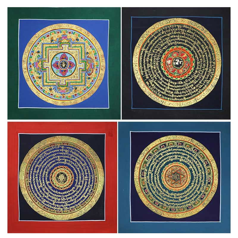 Dipinto Thangka tibetano fatto a mano, benedizione spirituale, scatola cieca, motivo a colori casuali