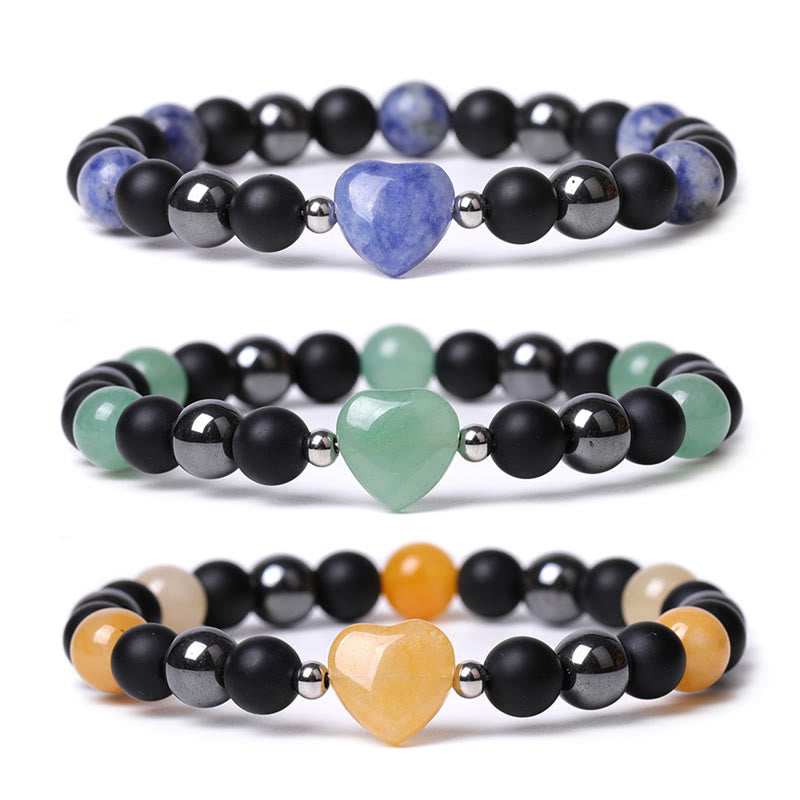 Braccialetto di protezione del cuore dell'amore di cristallo della pietra dell'occhio di tigre di onice nero Buddha Stones