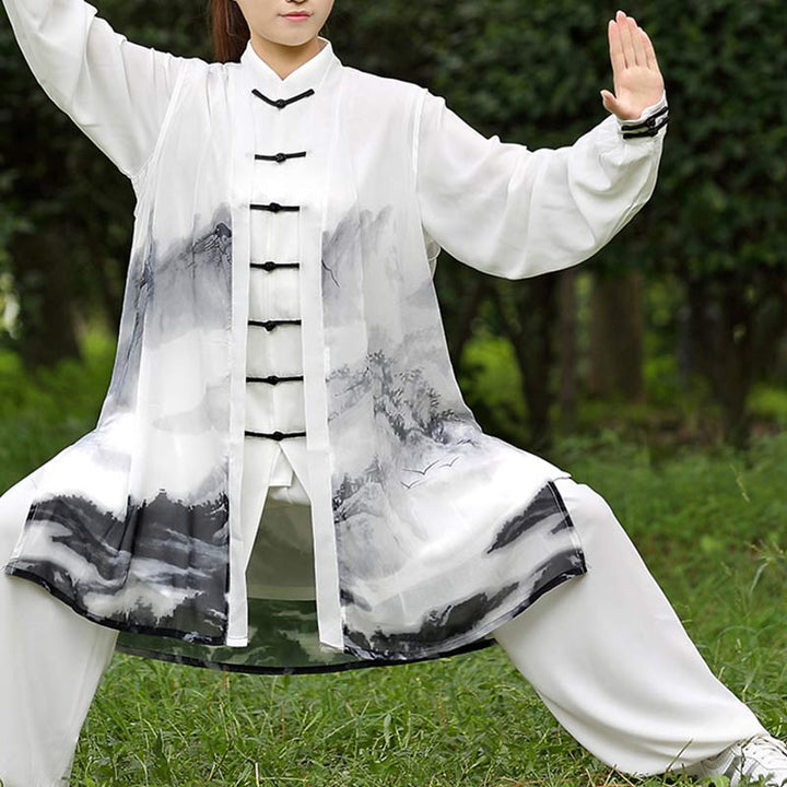 3 pezzi pittura a inchiostro meditazione preghiera spirituale zen tai chi qigong pratica abbigliamento unisex set - image 4