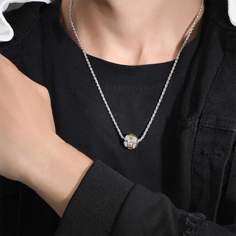 Collana con ciondolo girevole con amuleto inciso con mantra taoista a nove caratteri Buddha Stones Balance