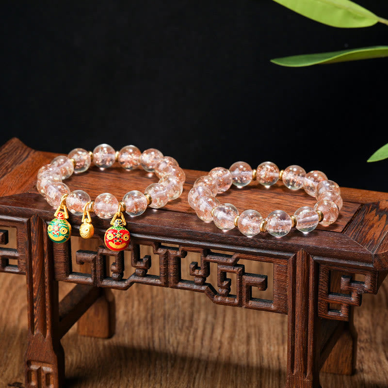Braccialetto di successo con perline di vetro fluorescente luminoso Liuli, ciondolo famiglia bestia che deglutisce Buddha Stones