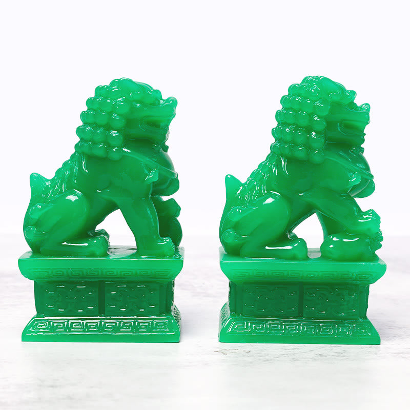 Ricchezza Prosperità Coppia di Fu Foo Cani Guardiano Leone Statue Decorazione Casa - image 1