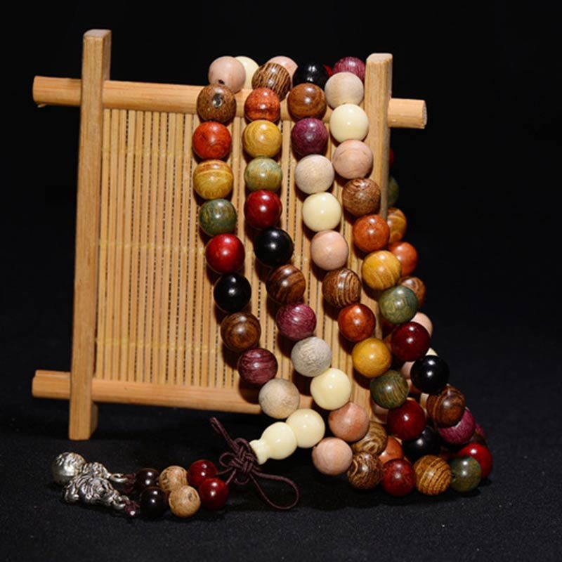 Buddha Stones 108 Perle Wenge Legno Mala Benedizione Meditazione Bracciale - image 1