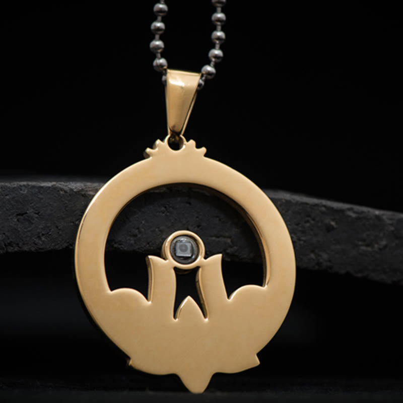Collana con ciondolo in acciaio al titanio e pietre Buddha Stones , proiezione dell'illuminazione, Shurangama Mantra