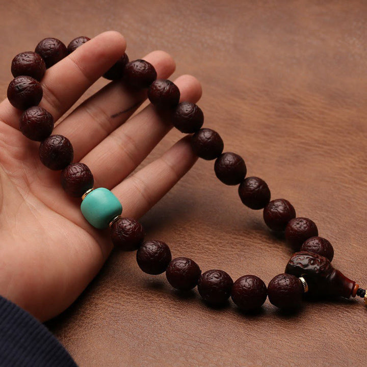Buddha Stones Tibetano Bodhi Seme Agata Perlina Fortuna Ricchezza Nappa Ciondolo Polso Mala