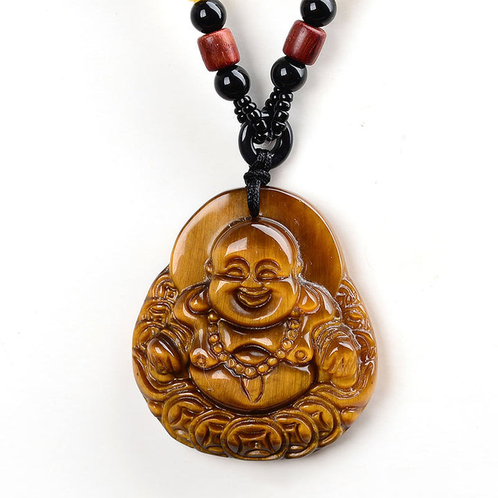 Collana di benedizione del Buddha che ride con occhio di tigre Buddha Stones del Buddha