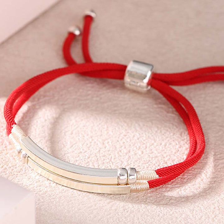 Braccialetto intrecciato a strati in corda rossa in argento sterling 925 Buddha Stones
